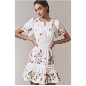 Anthropologie The Somerset Embroidered Mini Dress Small
